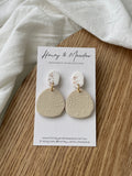 White & Cream Flower Print Earrings