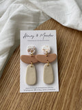 White with Copper, Tan & Cream Drop Earrings