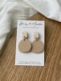 Sandstone & Beige Flower Print Earrings