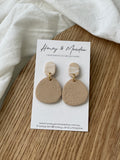 Sandstone & Beige Flower Print Earrings