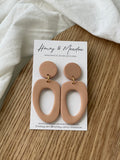 Tan Large Abstract Earrings