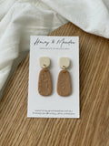 Cream & Tan Leaf Print Earrings