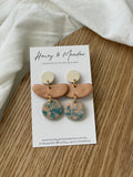 Cream, Bronze & Blue/Sandstone Earrings