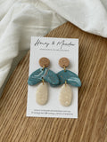 Tan, Opal & Blue/White Blend with Copper Foil Earrings