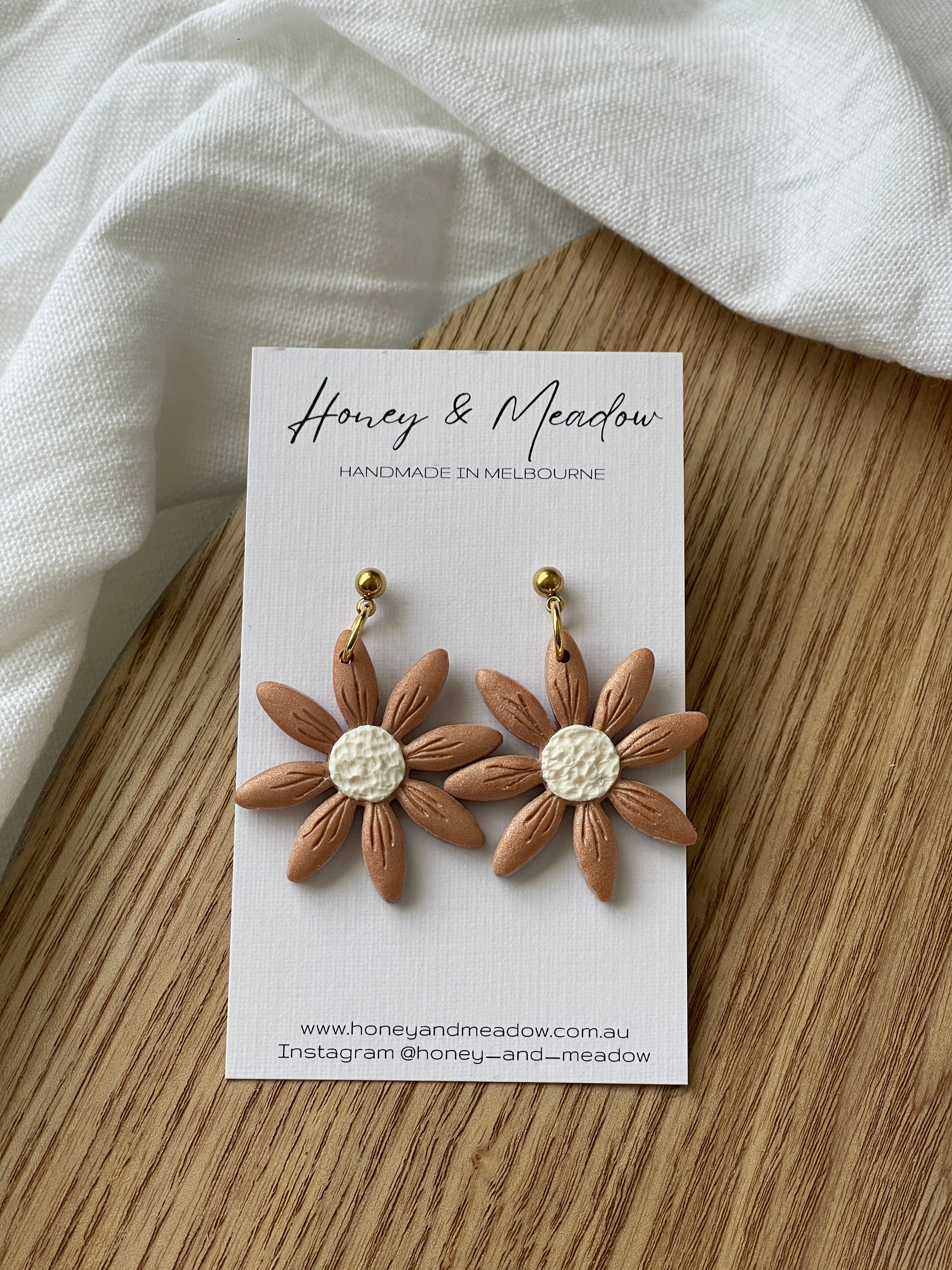 Bronze Large Daisy Earrings