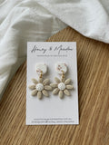 Cream Daisy Dangle Earrings